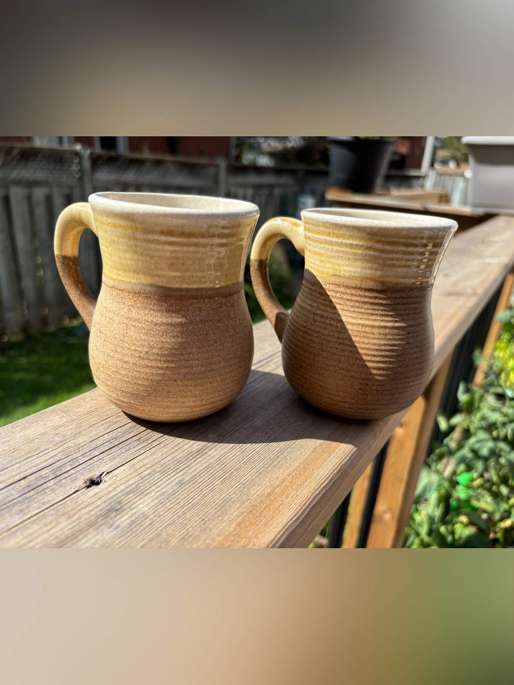 Pair of Stoneware Pottery Mugs